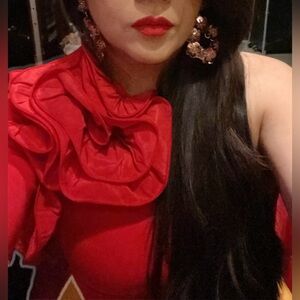 H&M Vibrant Red One-Shoulder Blouse